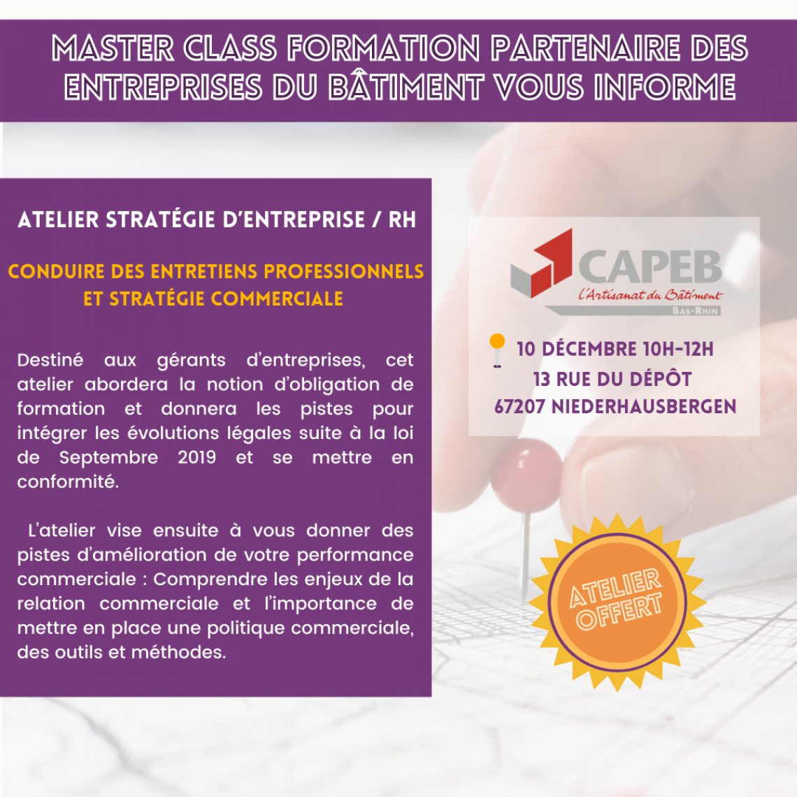 ATELIERS GRATUITS CAPEB ・ CAPEB