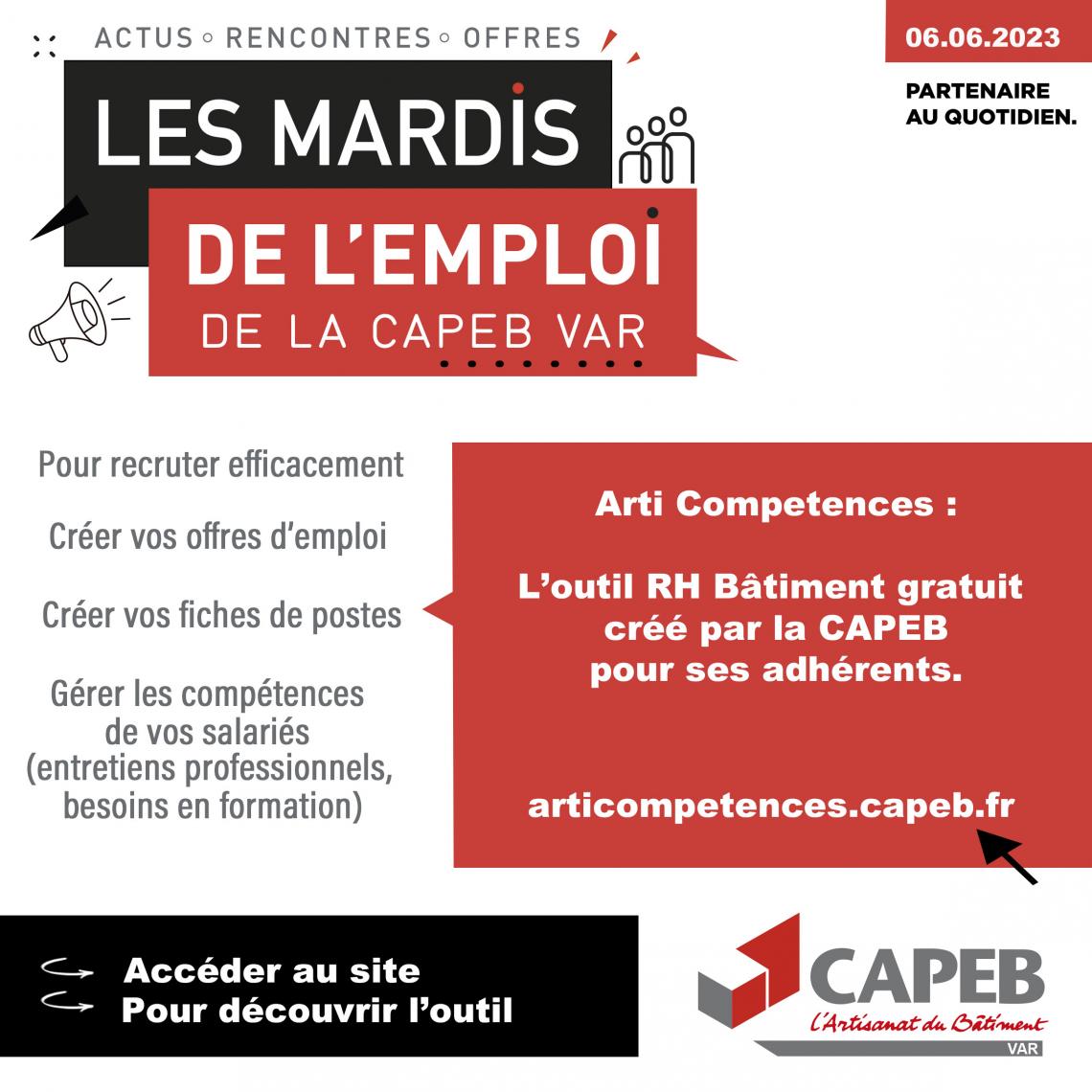 LES MARDIS DE L'EMPLOI DE LA CAPEB - ARTI COMPETENCES ・ CAPEB